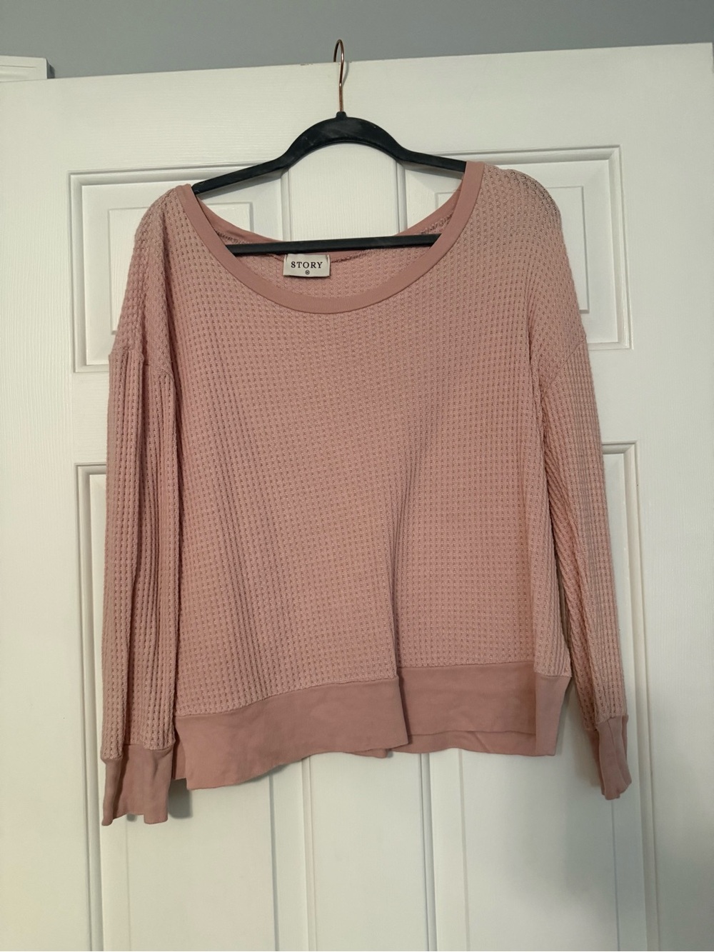 Red Dress Boutique Blush Pink Waffle-Knit Scoop Neck Sweater